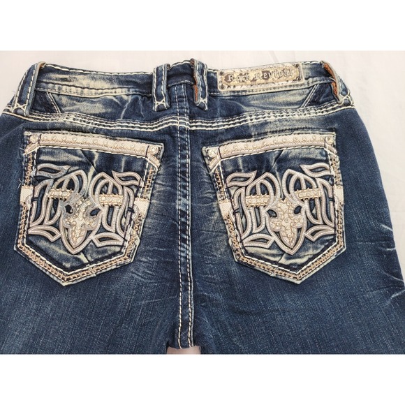 Rock Revival Rosalie Skinny Jeans Womens 28 Embellished Rhinestone Pockets - Picture 4 of 14